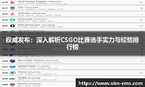 权威发布：深入解析CSGO比赛选手实力与经验排行榜
